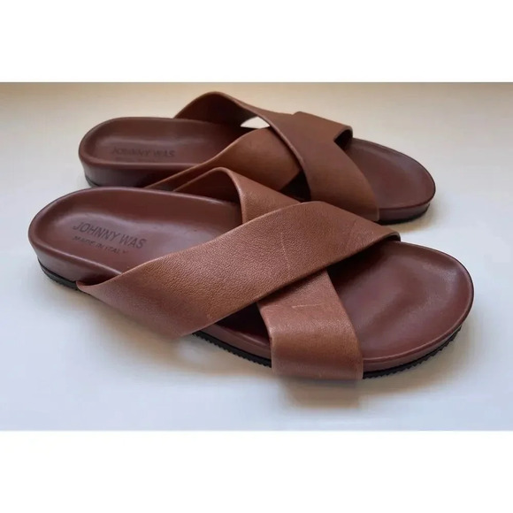 Johnny Was Shoes - Johnny Was Brown Leather Sandal Slides Shoes 40 9